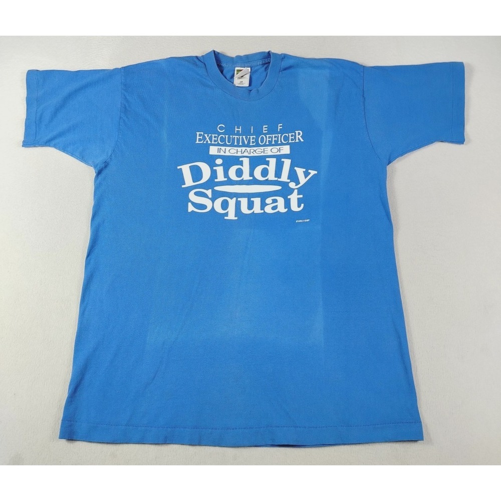 Vintage Fruit Of The Loom Diddly Squat Shirt‎ Mens XL Blue CEO Humor Graphic